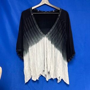 Ombré Womens V-Neck Loose-Fit Tee (4456)